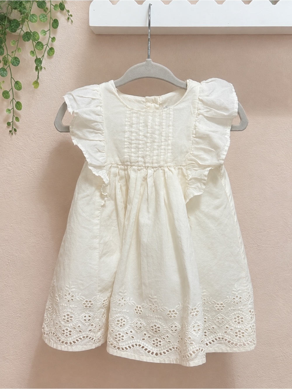 The Children’s Place Baby Girl Dress 3-6M White Eyelet Embroidery